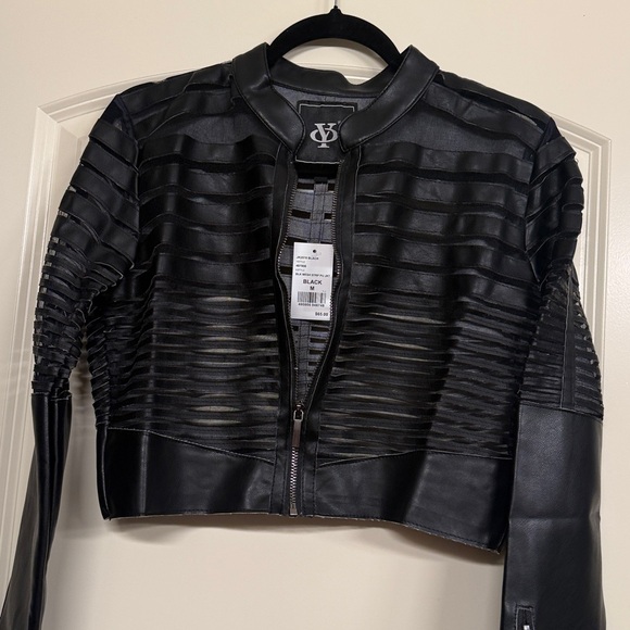 Black Cropped Leather Jacket - Picture 8 of 11